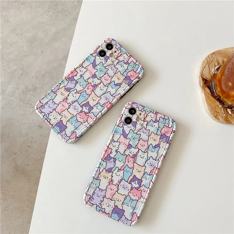 Colourful cartoon TPU protective phone case for iPhone, flexible shockproof cover