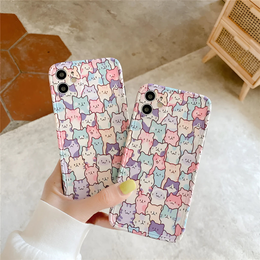 Colourful cartoon TPU protective phone case for iPhone, flexible shockproof cover
