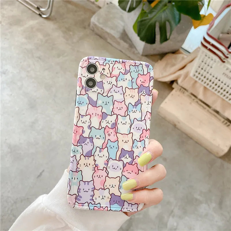 Colourful cartoon TPU protective phone case for iPhone, flexible shockproof cover