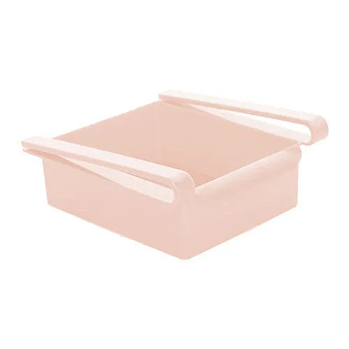 Plastic refrigerator clapboard storage rack with drawer design in beige, 16.5x15.5x7cm, PP material
