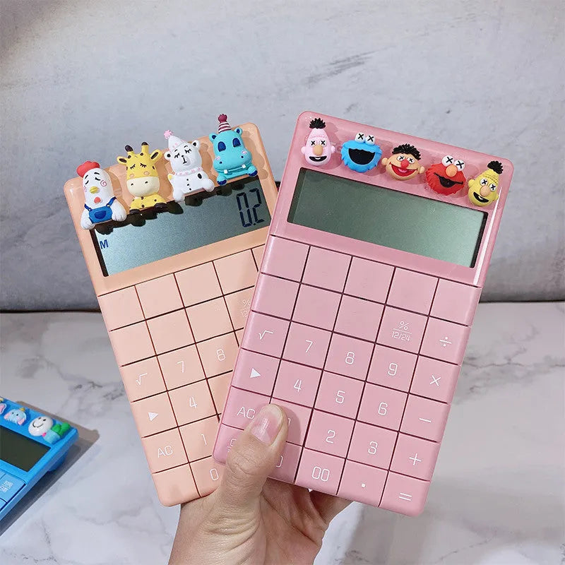 Multifunctional plastic calculator with big buttons and 12-digit LED display in black colour option