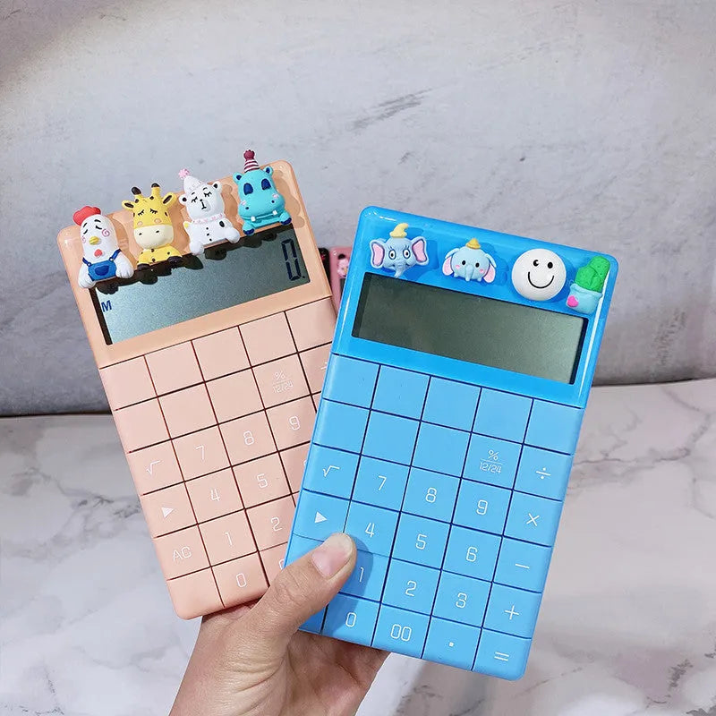 Multifunctional plastic calculator with big buttons and 12-digit LED display in black colour option