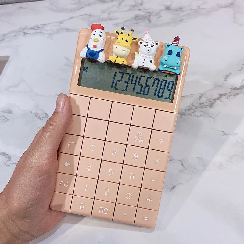 Multifunctional plastic calculator with big buttons and 12-digit LED display in black colour option