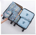 Waterproof nylon packing cube set with six bags in 8 colours for travel organisation