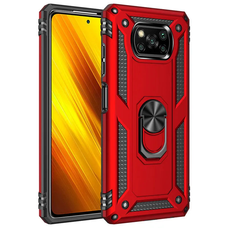 Shockproof phone case for Xiaomi Pocophone Poco X3 NFC with TPU PC zinc alloy construction in black colour