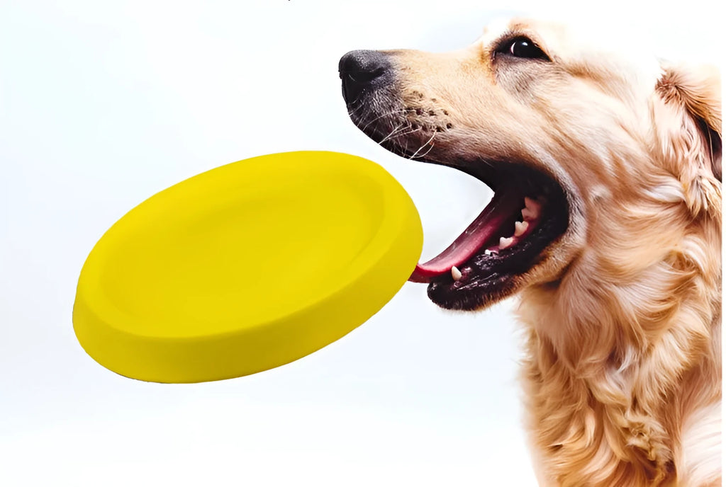 Yellow EVA plastic dog throwing toy weighing 70g for training and interactive play