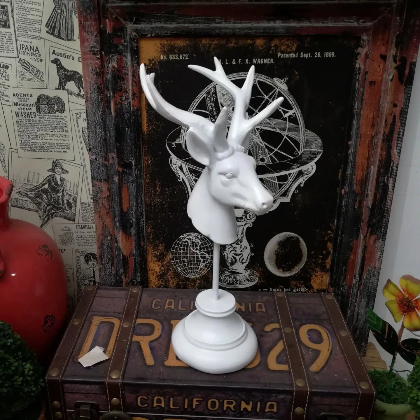 Natural resin animal sculpture home decoration in wood colour 32cm tall