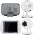 White 3.5 inch digital wireless baby monitor with screen on a table.