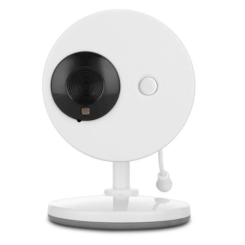 White 3.5 inch digital wireless baby monitor with screen on a table.