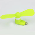 Plastic mobile phone mini fan compatible with Apple and Android in white with rotary switch