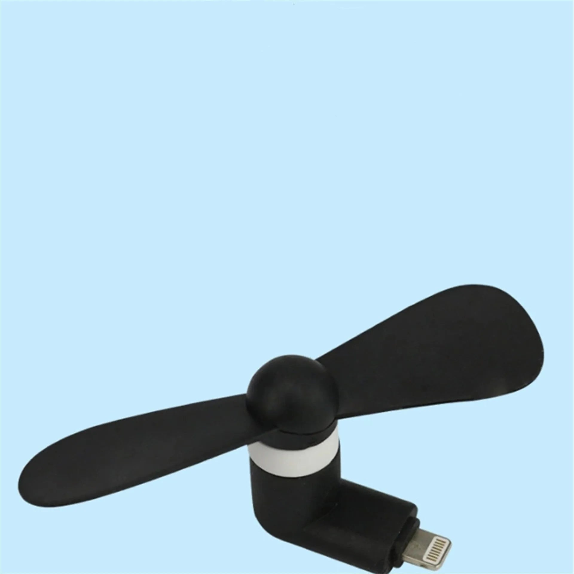 Plastic mobile phone mini fan compatible with Apple and Android in white with rotary switch
