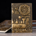 Retro embossed notepad diary in metallic colours showing three-dimensional cover design