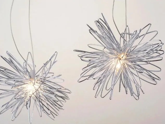 Aluminum wire star moon chandelier with iron body, 250mm diameter, LED warm white light, for restaurant or bedroom