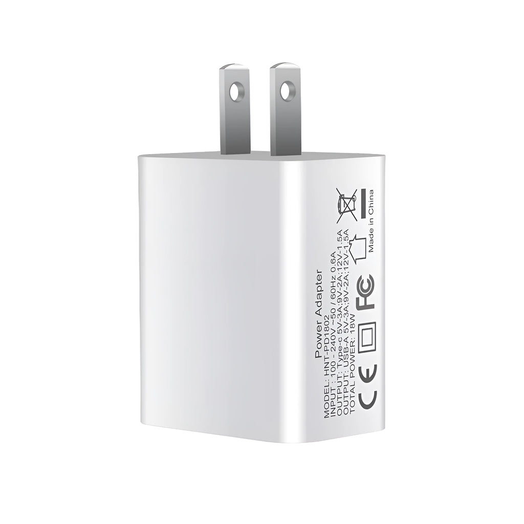 FDGAO 18W fast charging plug PD USB Type-C dual port charger for iPhone 12 white colour