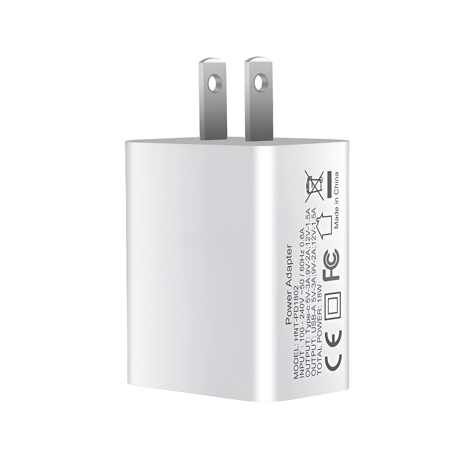 FDGAO 18W fast charging plug PD USB Type-C dual port charger for iPhone 12 white colour