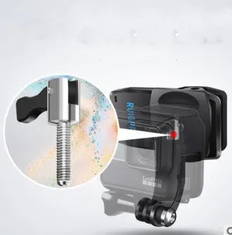 360-degree rotating backpack clip for mounting action cameras with ABS plastic and aluminium alloy construction