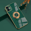 Electroplating car magnetic TPU mobile phone case in solid colour for iPhone, back view on white background
