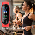 M3 Smart Bracelet with colour screen showing fitness metrics on a black TPE wristband.