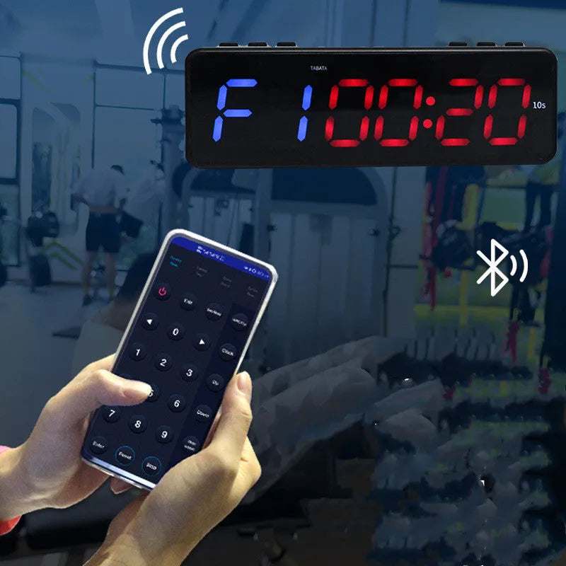 Fitness exercise timer with magnetic suction showing seconds in blue, red, green, or white display