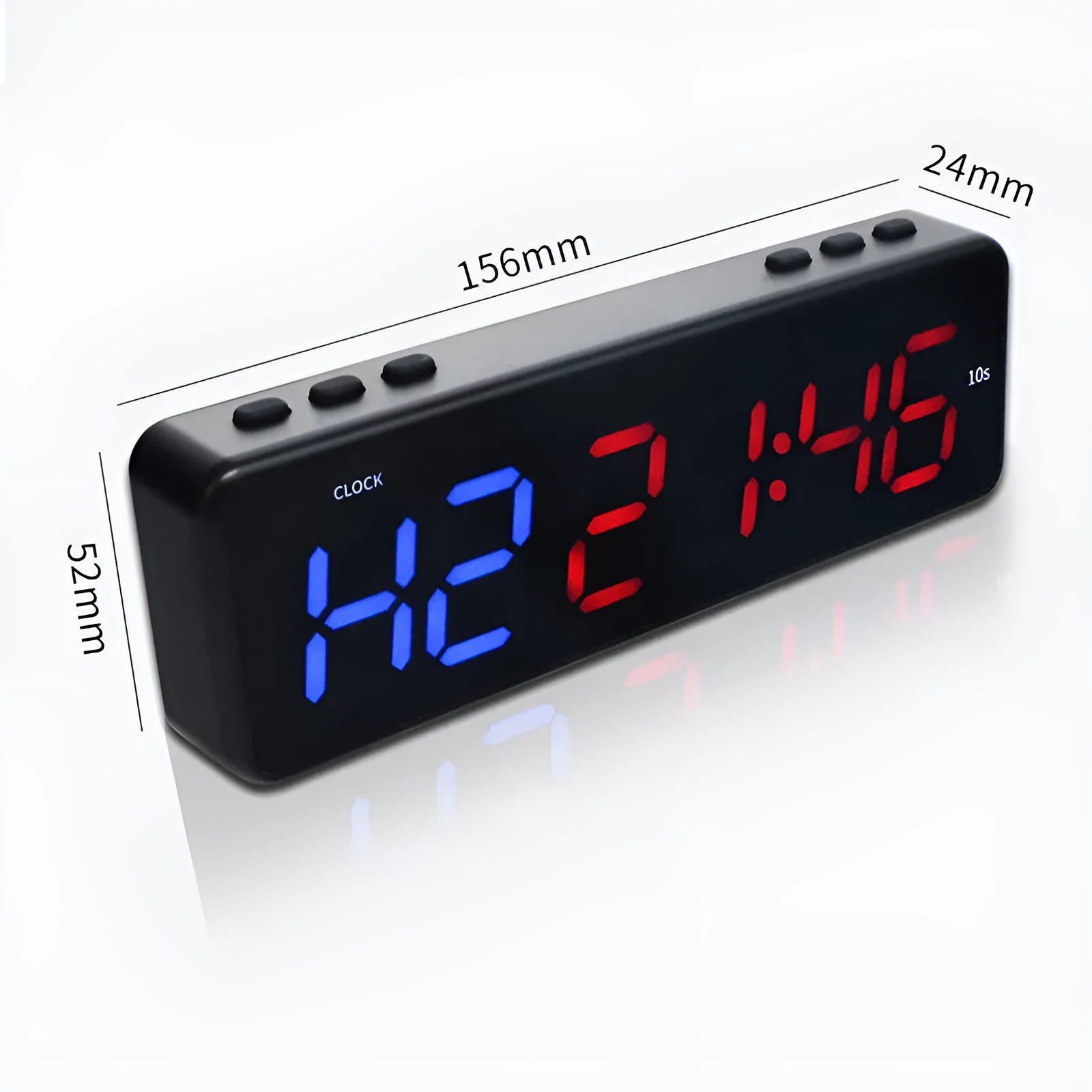 Fitness exercise timer with magnetic suction showing seconds in blue, red, green, or white display
