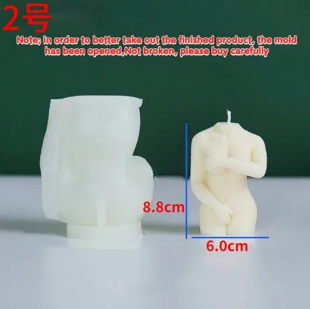 Shy Female Body silicone candle mould in irregular female silhouette shape.