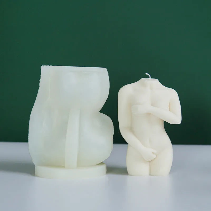 Shy Female Body silicone candle mould in irregular female silhouette shape.
