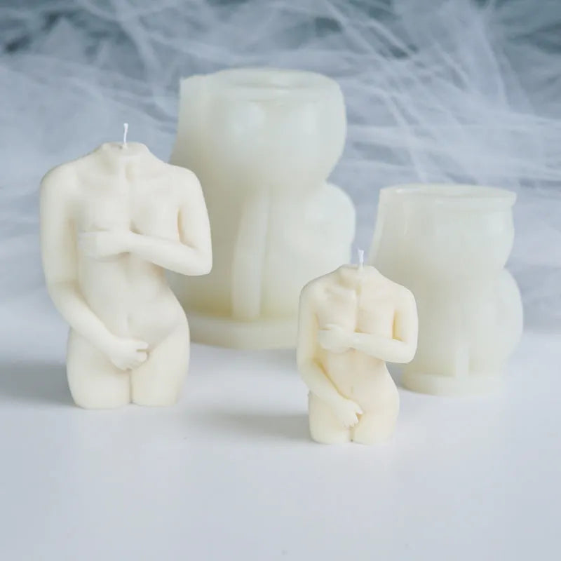 Shy Female Body silicone candle mould in irregular female silhouette shape.