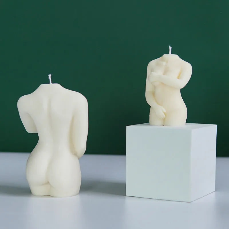 Shy Female Body silicone candle mould in irregular female silhouette shape.