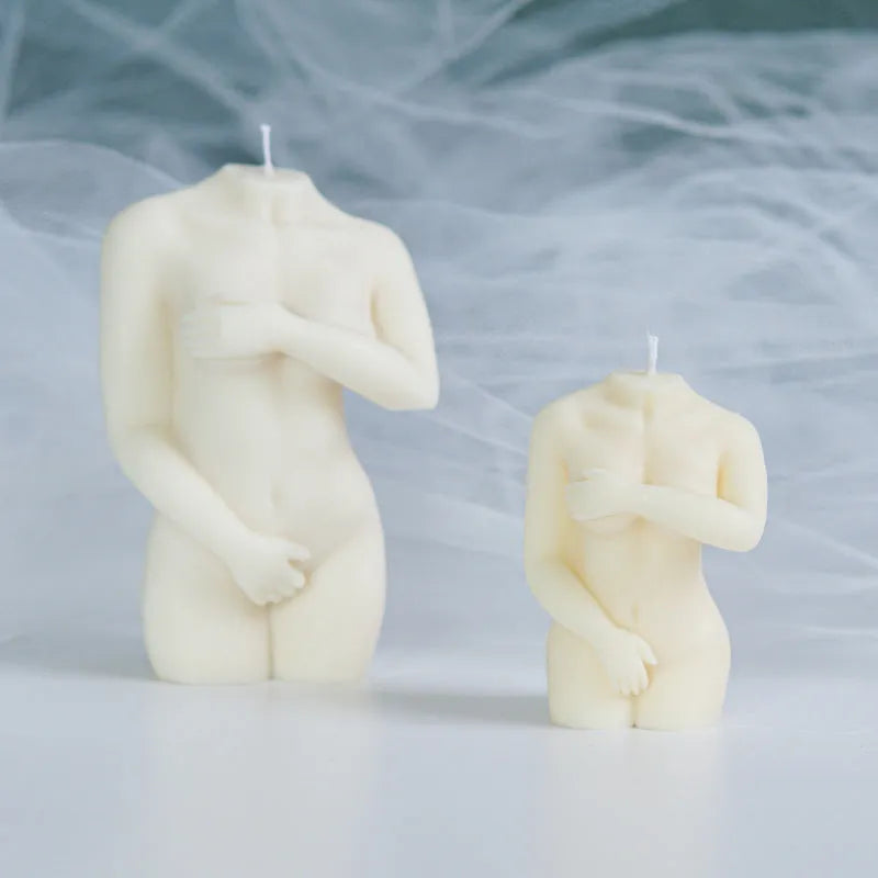 Shy Female Body silicone candle mould in irregular female silhouette shape.