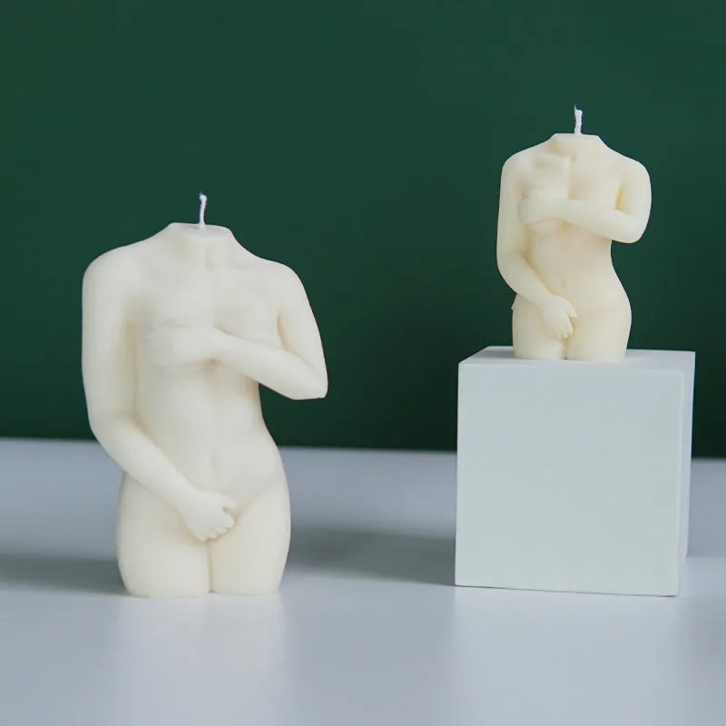 Shy Female Body silicone candle mould in irregular female silhouette shape.