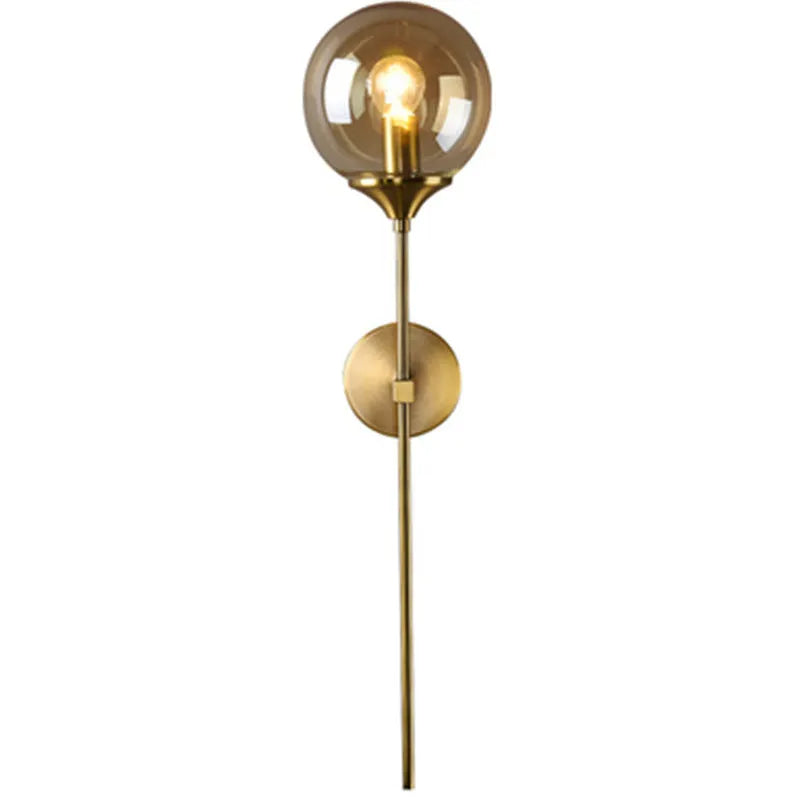 American simple glass shade bronze metal wall lamp with transparent glass, 15mm width, for corridor and staircase use