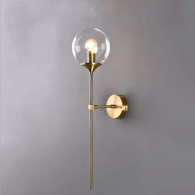 American simple glass shade bronze metal wall lamp with transparent glass, 15mm width, for corridor and staircase use