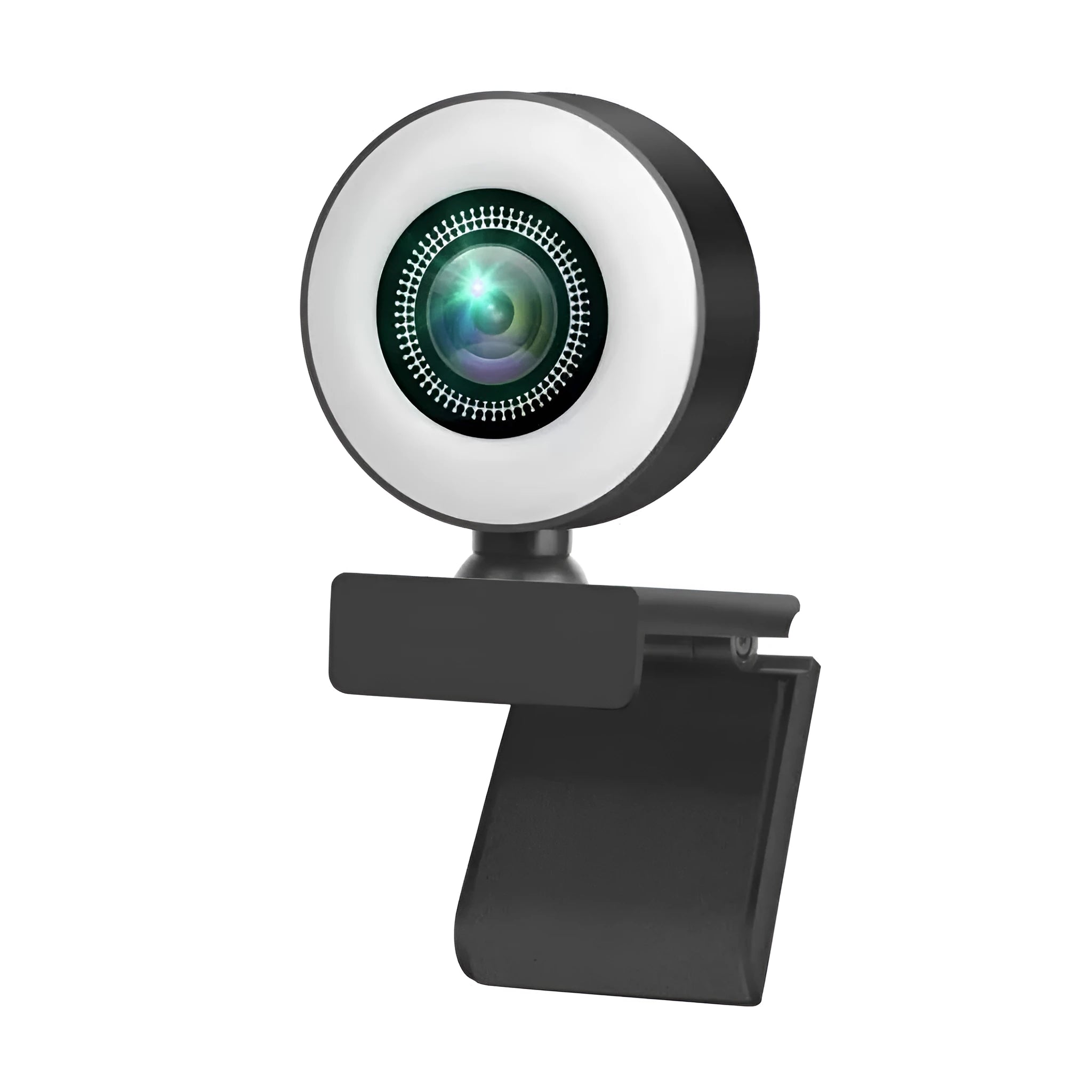 Black high-definition network computer camera with fill light and USB cable for indoor video conferencing