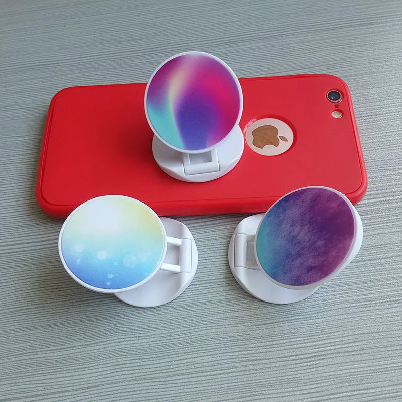 Folding desktop phone holder with thermal transfer printing option in multiple colours and styles