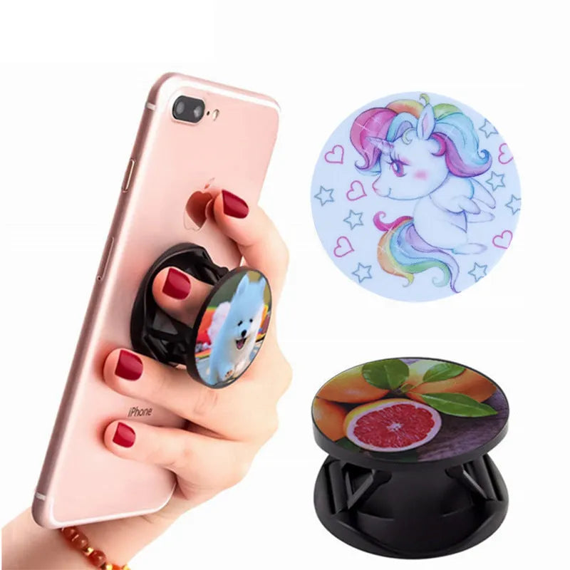 Folding desktop phone holder with thermal transfer printing option in multiple colours and styles
