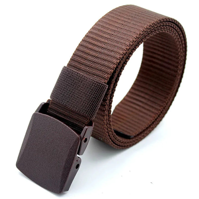 Military nylon adjustable belt 120cm with plastic oval buckle in green