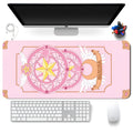 Sailor Moon non-slip desk mat with natural rubber back and fine cloth surface on a wooden desk