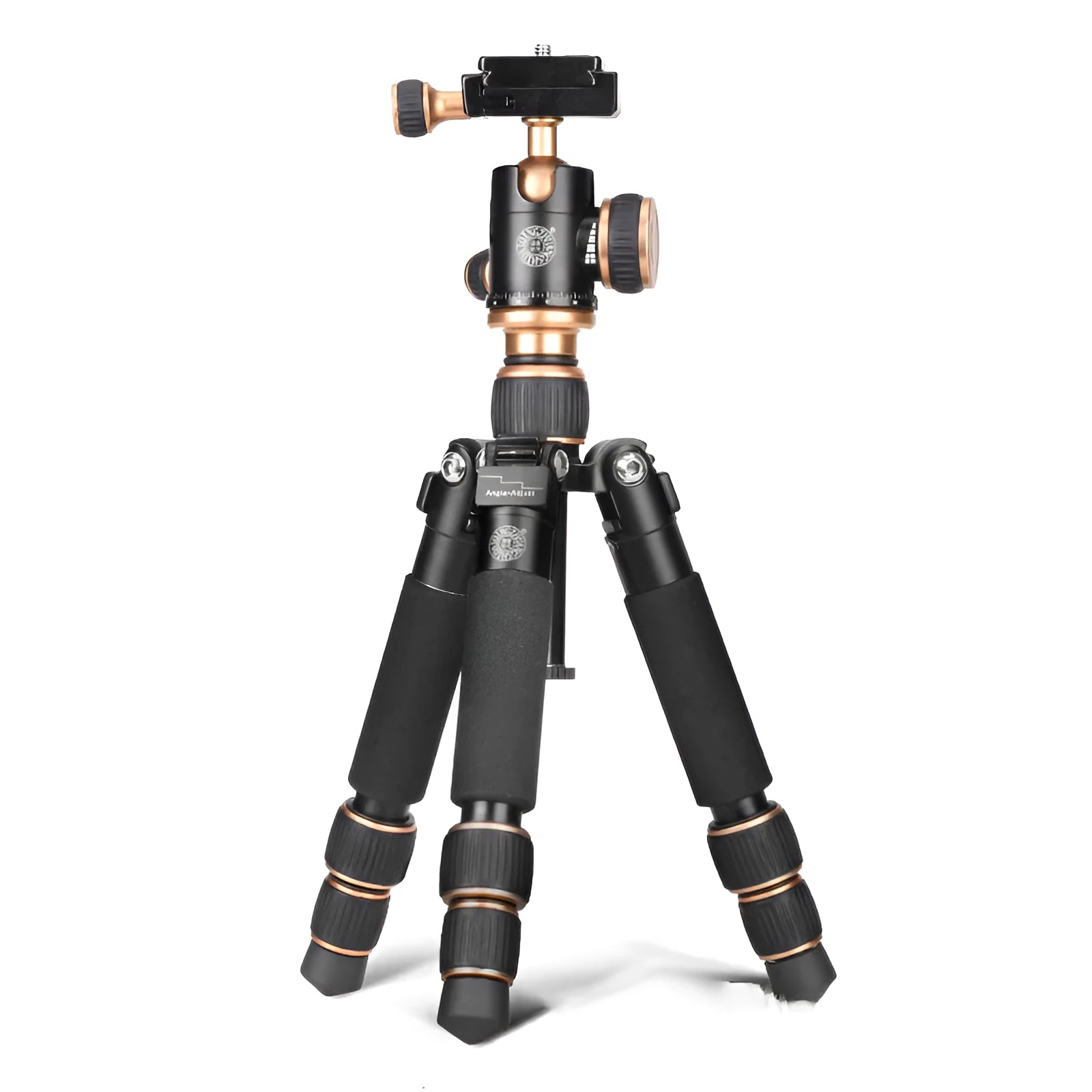 Light Age Q166 black aluminium alloy portable tripod for iPhone with ball head, folded to 200mm