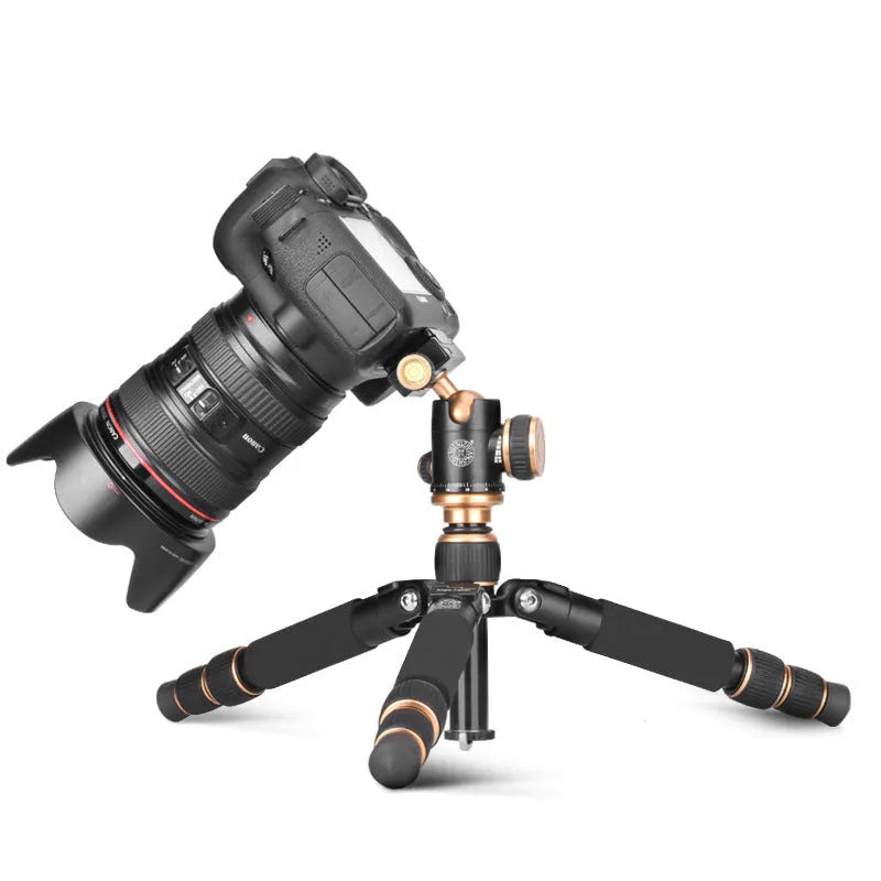 Light Age Q166 black aluminium alloy portable tripod for iPhone with ball head, folded to 200mm