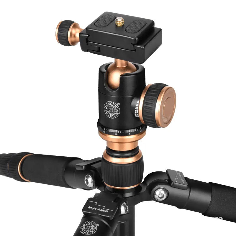 Light Age Q166 black aluminium alloy portable tripod for iPhone with ball head, folded to 200mm