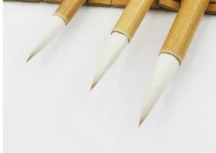 3Pcs pure woollen hair Chinese writing pen set with bamboo handles in large, medium, small sizes
