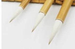 3Pcs pure woollen hair Chinese writing pen set with bamboo handles in large, medium, small sizes