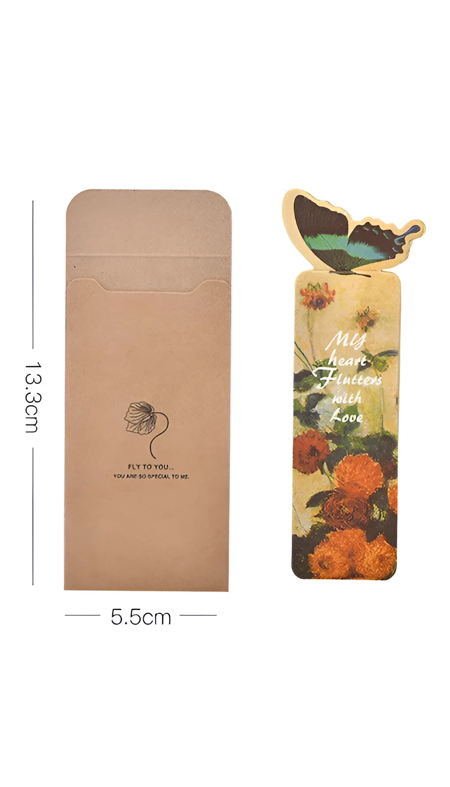 Butterfly-shaped paper bookmark with Japanese and South Korean cute stationery design