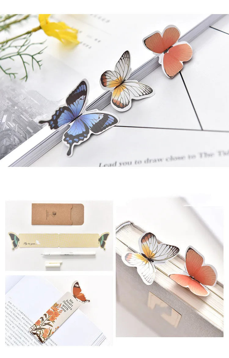Butterfly-shaped paper bookmark with Japanese and South Korean cute stationery design
