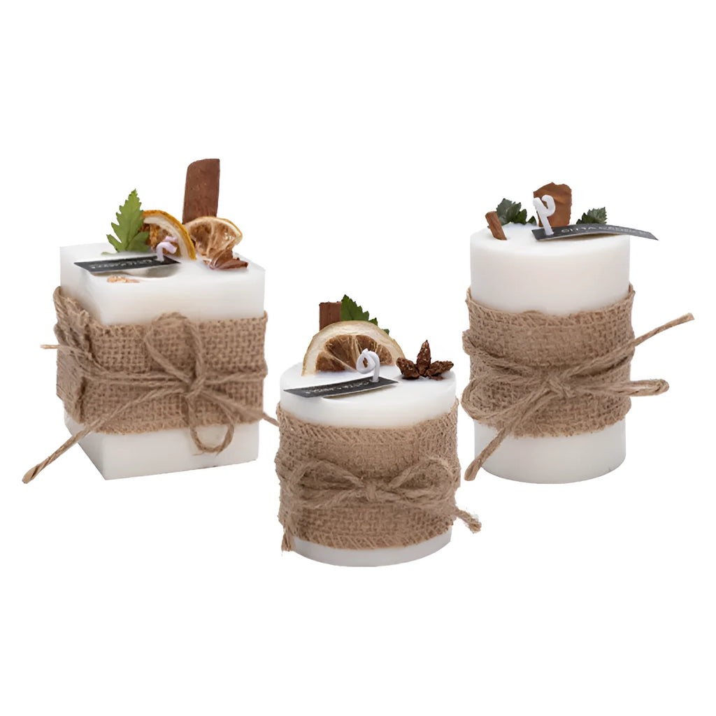 Smokeless scented candle in retro pastoral style, cylindrical shape, natural plant essential oil, handmade, three colour options