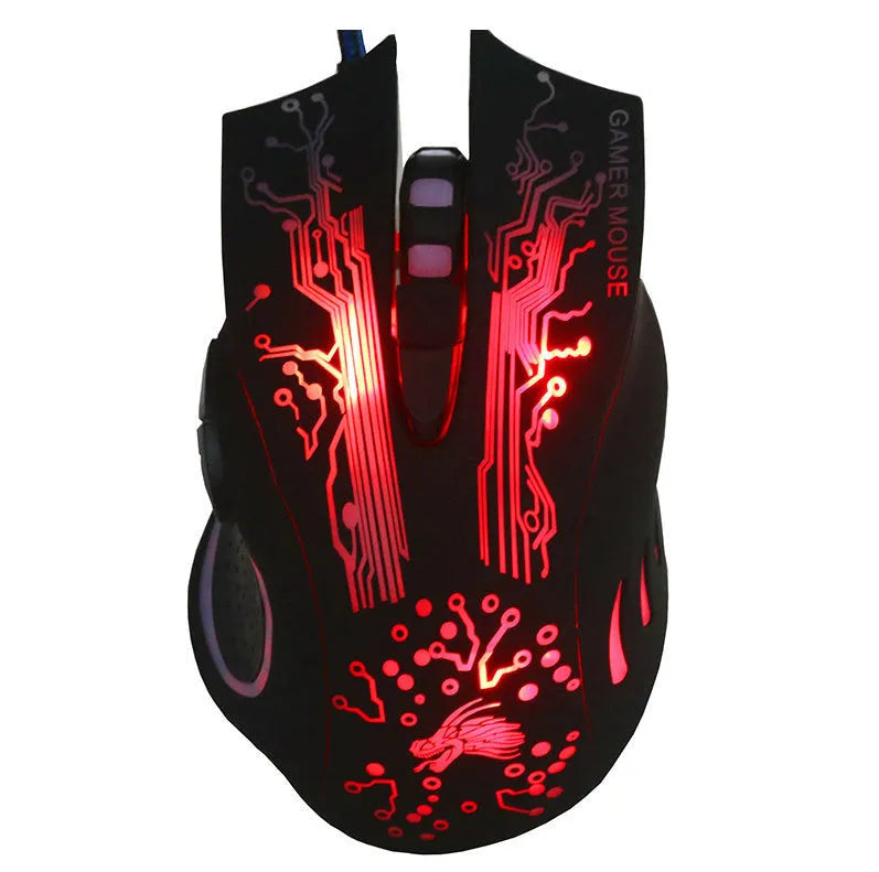 Betas wired optical gaming mouse with seven buttons, colourful glowing lights, and USB cable for desktop PC gaming