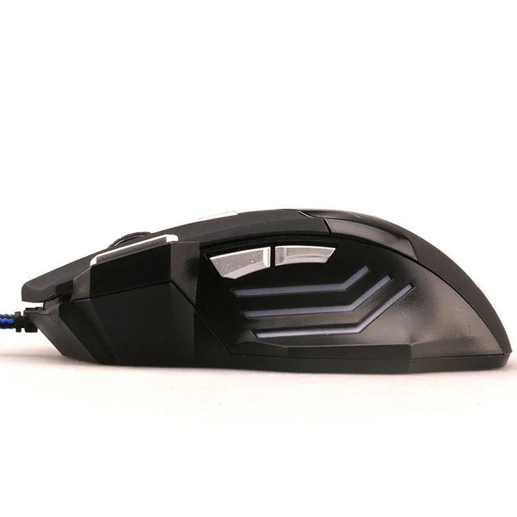 Betas wired optical gaming mouse with seven buttons, colourful glowing lights, and USB cable for desktop PC gaming