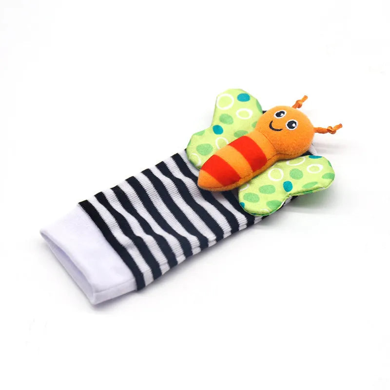 Baby plush toy set with wrist strap and sock in soft cloth, infant girls boys 0-2 years