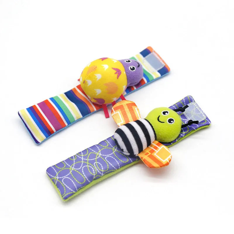 Baby plush toy set with wrist strap and sock in soft cloth, infant girls boys 0-2 years