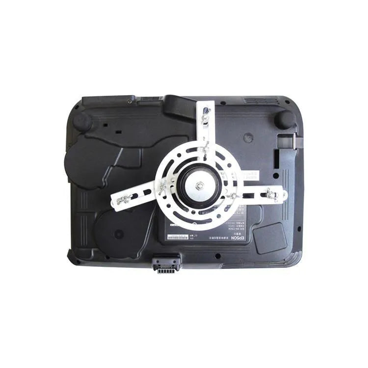 Ultra-thin white electric projector lifting hanger with remote control on a ceiling